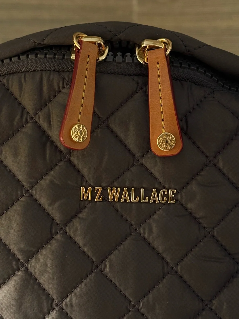 MZ Wallace Quilted Backpack with Tan Accents